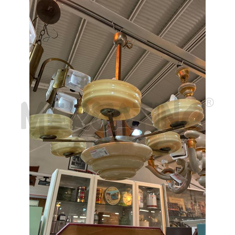 LAMPADARIO DECO'LEGNO  7 COPPE OPALINA  | Mercatino dell'Usato Teramo 4