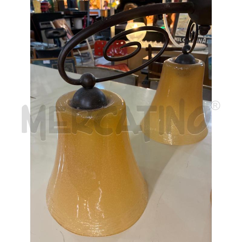 LAMPADARIO FERRO BATTUTO 3 CAMPANE VETRO TONI ARANCIO | Mercatino dell'Usato Teramo 3