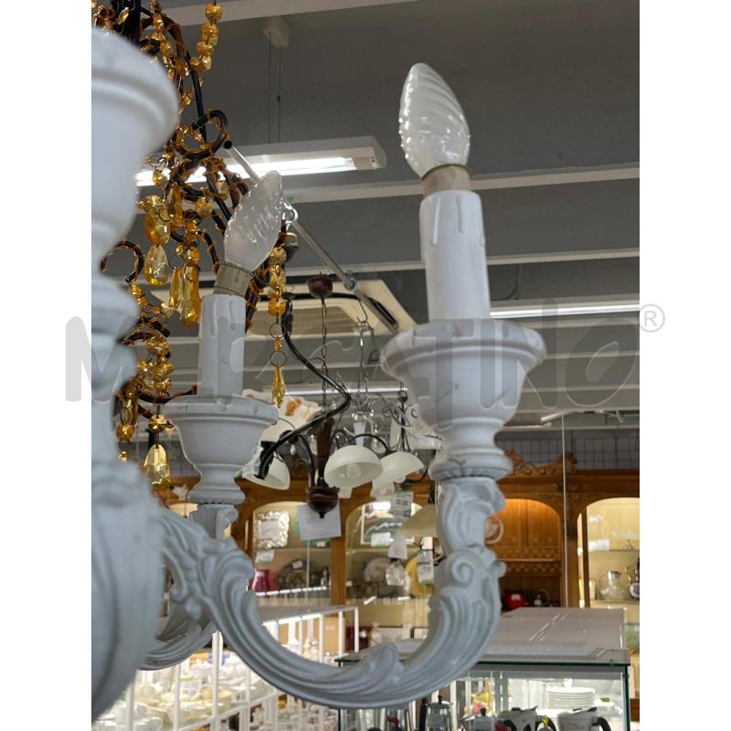 LAMPADARIO FERRO BIANCO SHABBY 6 LUCI | Mercatino dell'Usato Teramo 2