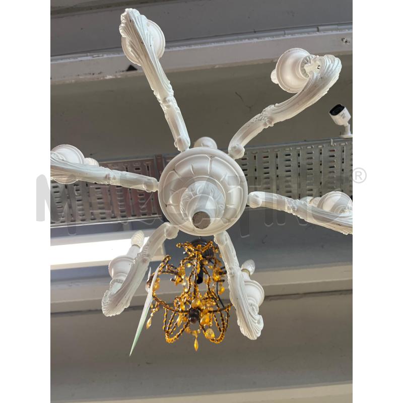 LAMPADARIO FERRO BIANCO SHABBY 6 LUCI | Mercatino dell'Usato Teramo 3