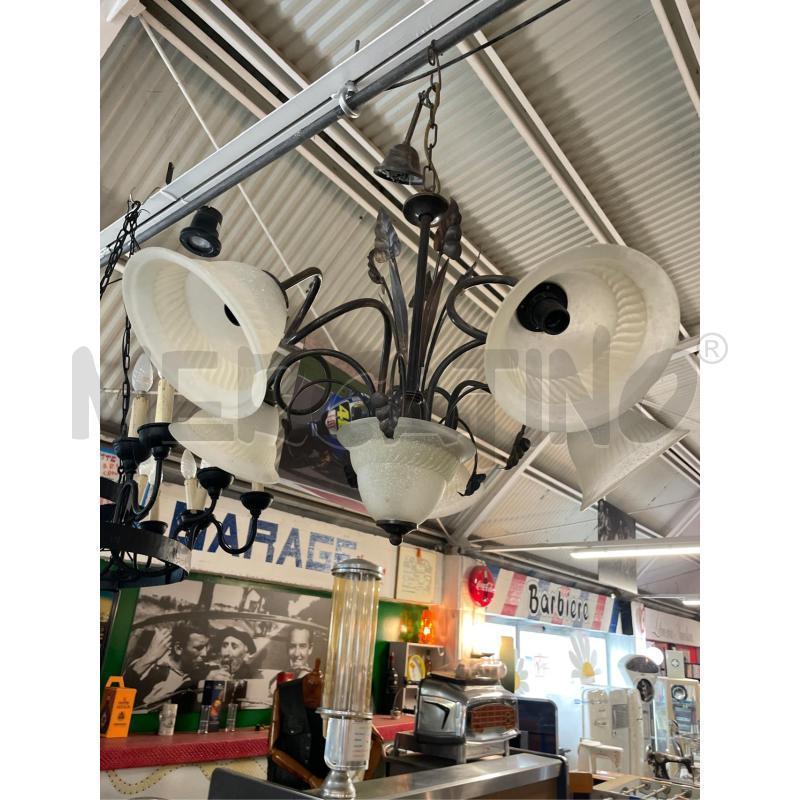 LAMPADARIO FERRO VETRO 5 LUCI - PRESENTA SBECCA | Mercatino dell'Usato Teramo 1