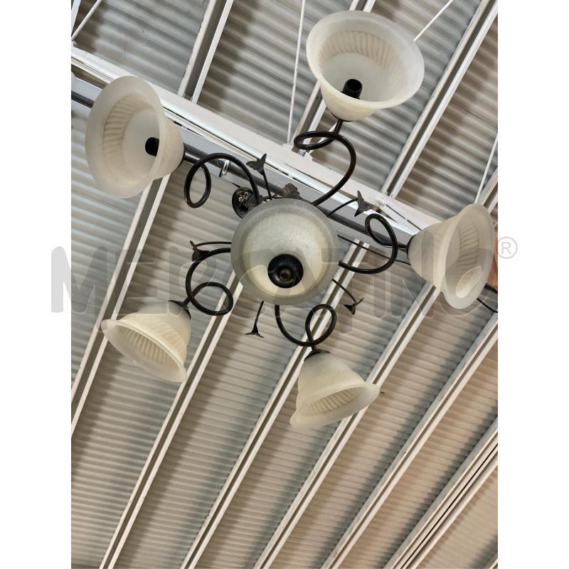 LAMPADARIO FERRO VETRO 5 LUCI - PRESENTA SBECCA | Mercatino dell'Usato Teramo 3