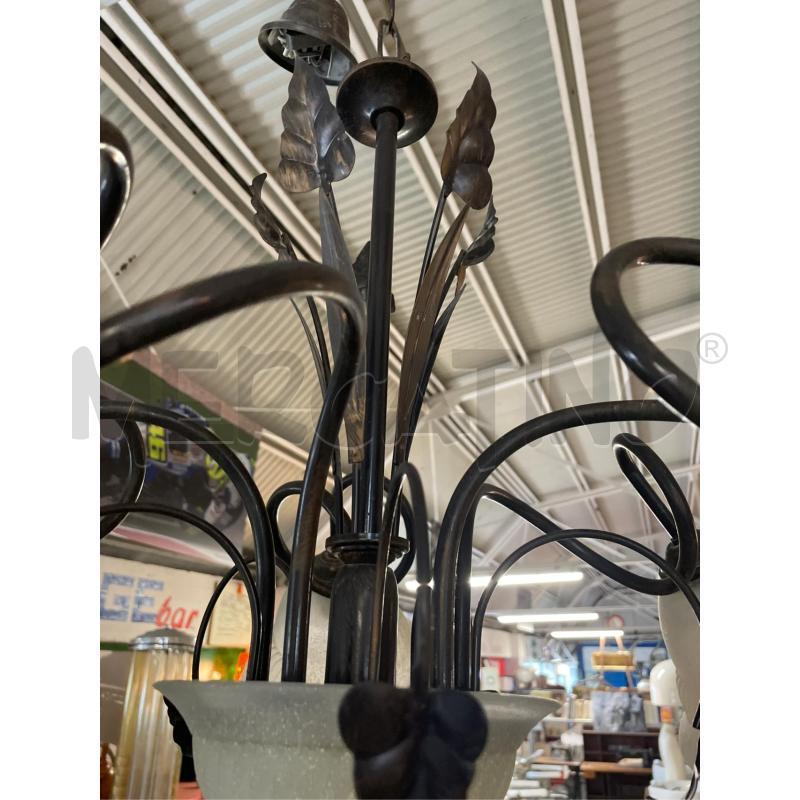 LAMPADARIO FERRO VETRO 5 LUCI - PRESENTA SBECCA | Mercatino dell'Usato Teramo 4