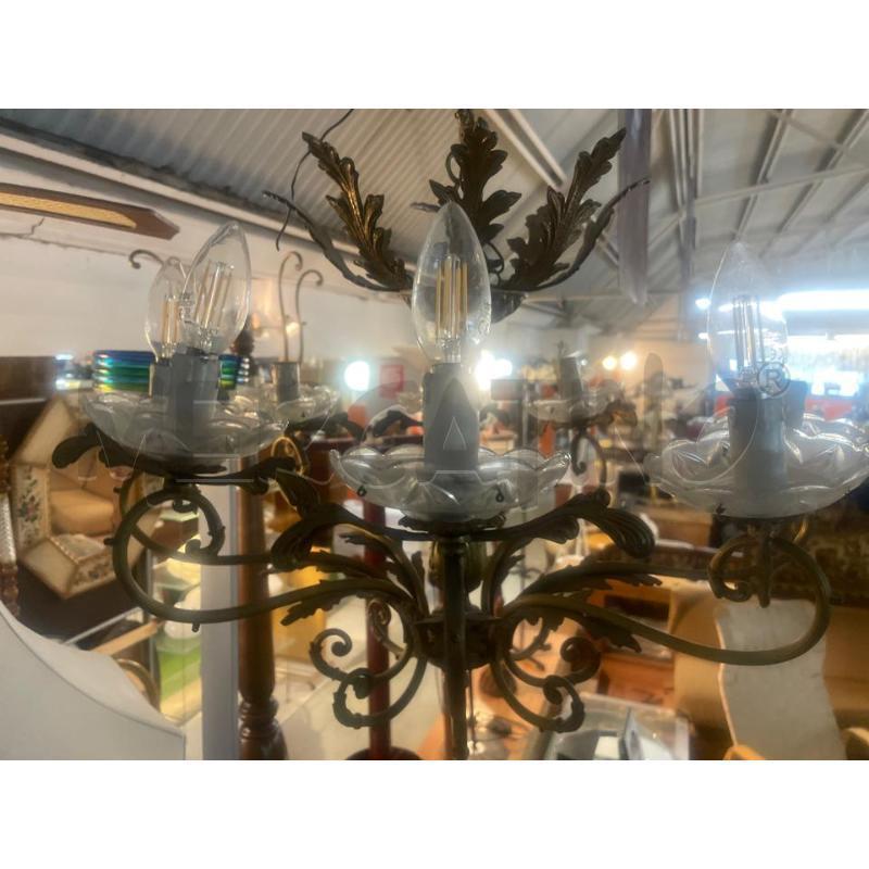 LAMPADARIO IN OTTONE PIENO 8 BRACCIA LUCI | Mercatino dell'Usato Teramo 4