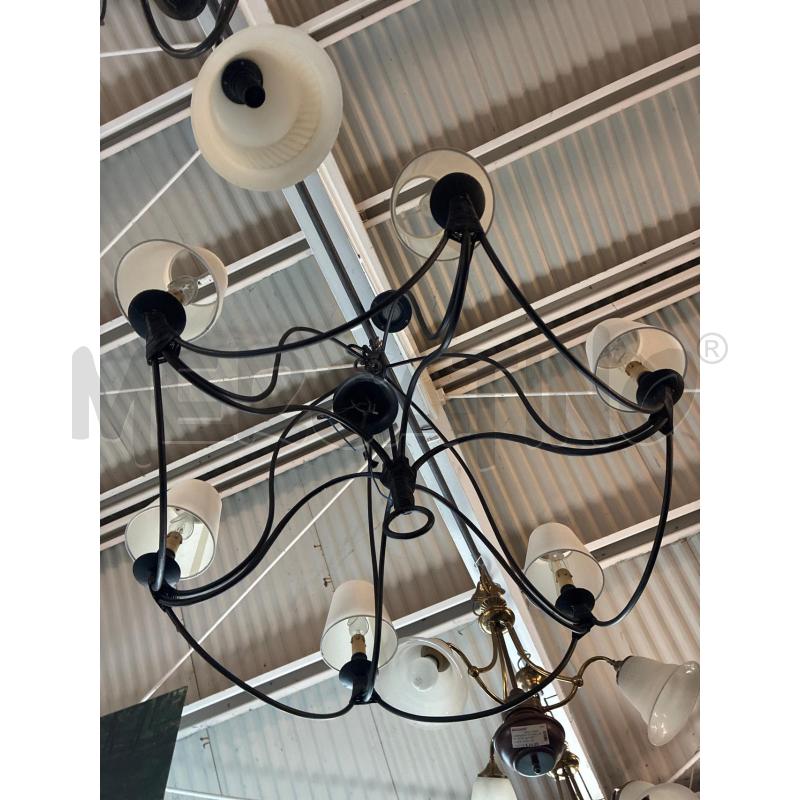 LAMPADARIO METALLO NERO CON 6 BRACCIA E COPRILAMPADE | Mercatino dell'Usato Teramo 2
