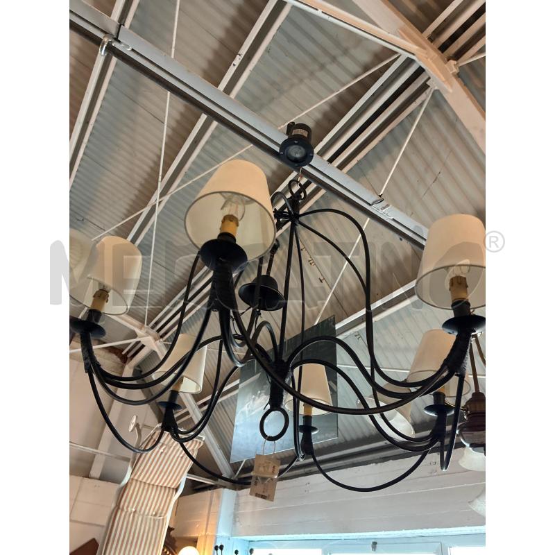 LAMPADARIO METALLO NERO CON 6 BRACCIA E COPRILAMPADE | Mercatino dell'Usato Teramo 5