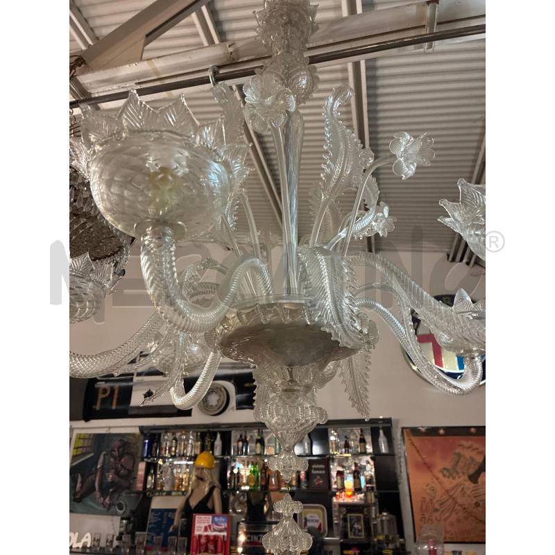 LAMPADARIO MURANO VETRO TRASPARENTE 6 LUCI FIORI E FOGLIE | Mercatino dell'Usato Teramo 2