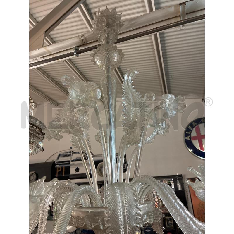 LAMPADARIO MURANO VETRO TRASPARENTE 6 LUCI FIORI E FOGLIE | Mercatino dell'Usato Teramo 3