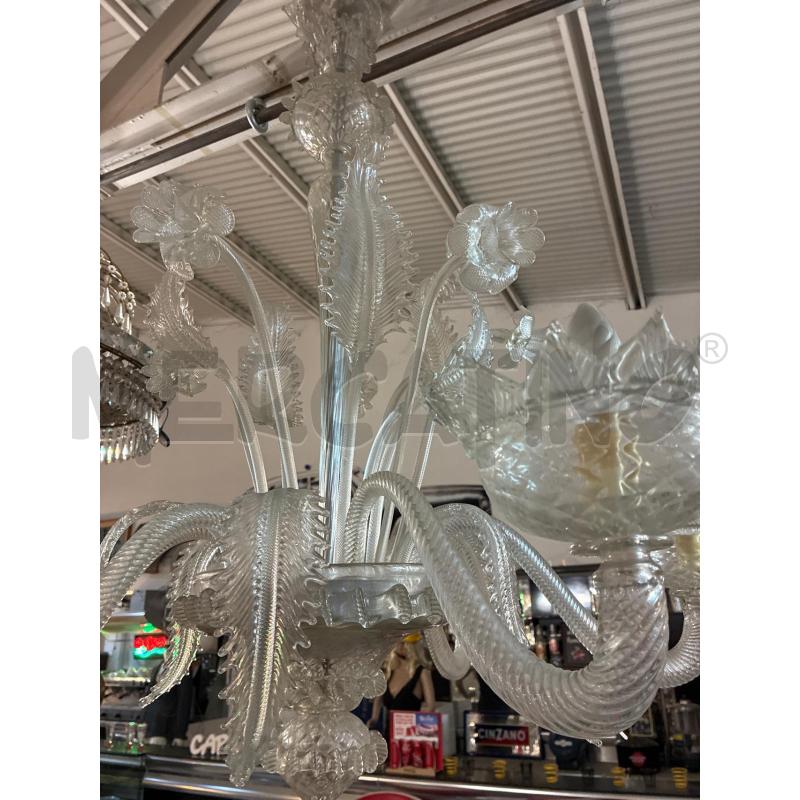LAMPADARIO MURANO VETRO TRASPARENTE 6 LUCI FIORI E FOGLIE | Mercatino dell'Usato Teramo 4