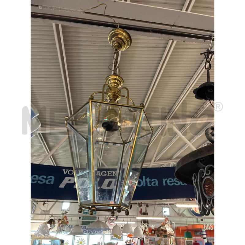 LAMPADARIO OTTONE CRISTALLO PRISMA ESAGONALE 1LUCE | Mercatino dell'Usato Teramo 1