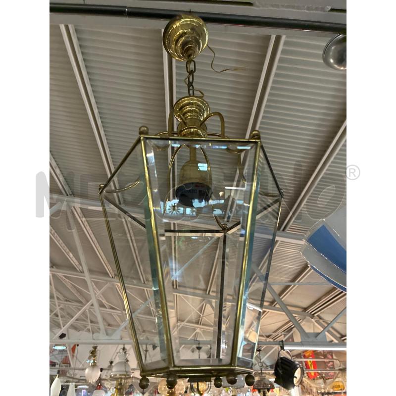 LAMPADARIO OTTONE CRISTALLO PRISMA ESAGONALE 1LUCE | Mercatino dell'Usato Teramo 2