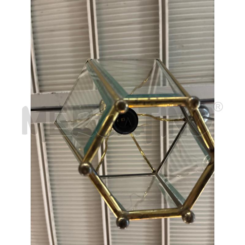 LAMPADARIO OTTONE CRISTALLO PRISMA ESAGONALE 1LUCE | Mercatino dell'Usato Teramo 3