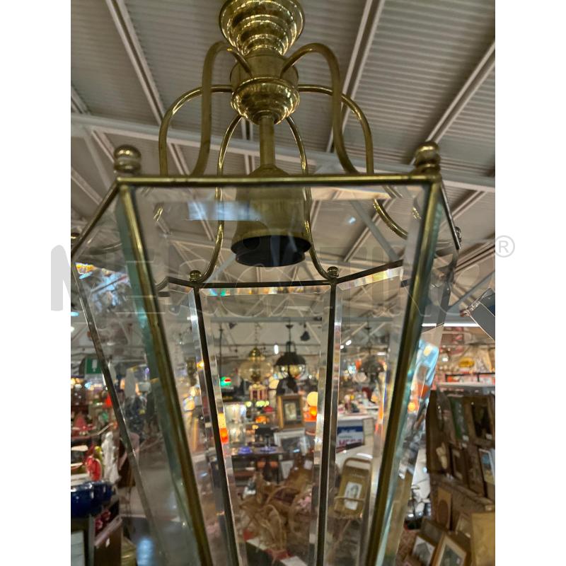 LAMPADARIO OTTONE CRISTALLO PRISMA ESAGONALE 1LUCE | Mercatino dell'Usato Teramo 4