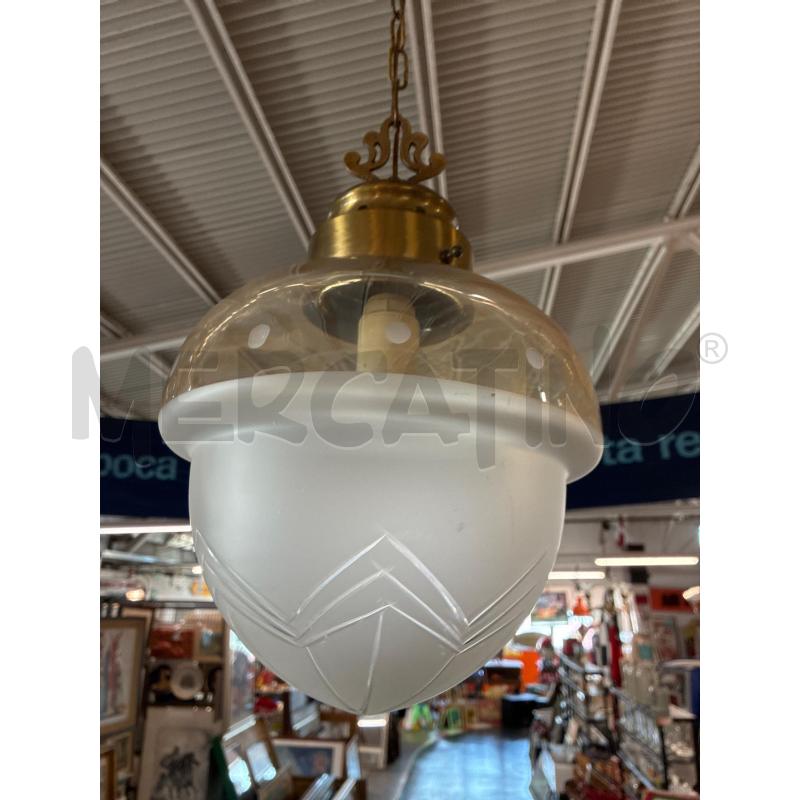 LAMPADARIO OTTONE VETRO SATINATO ANNI 70 1 LUCE | Mercatino dell'Usato Teramo 2