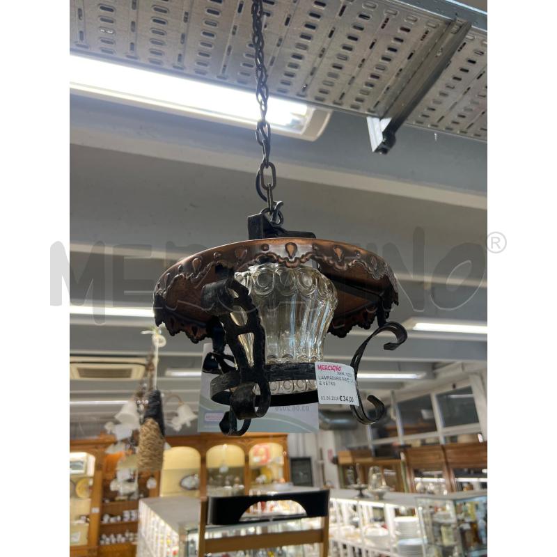 LAMPADARIO RAME 1 LUCE VETRO | Mercatino dell'Usato Teramo 1