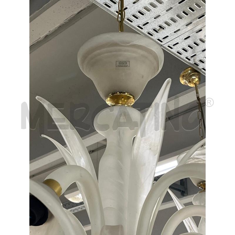 LAMPADARIO T MURANO VETRO BIANCO 5 LUCI CON CALLE PENDENTI | Mercatino dell'Usato Teramo 2