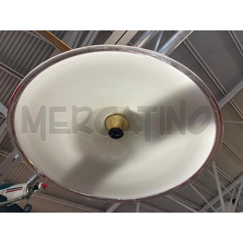 LAMPADARIO VETRO MURANESE GRANDE TONDO BIANCO BORDO ROSSO | Mercatino dell'Usato Teramo 1