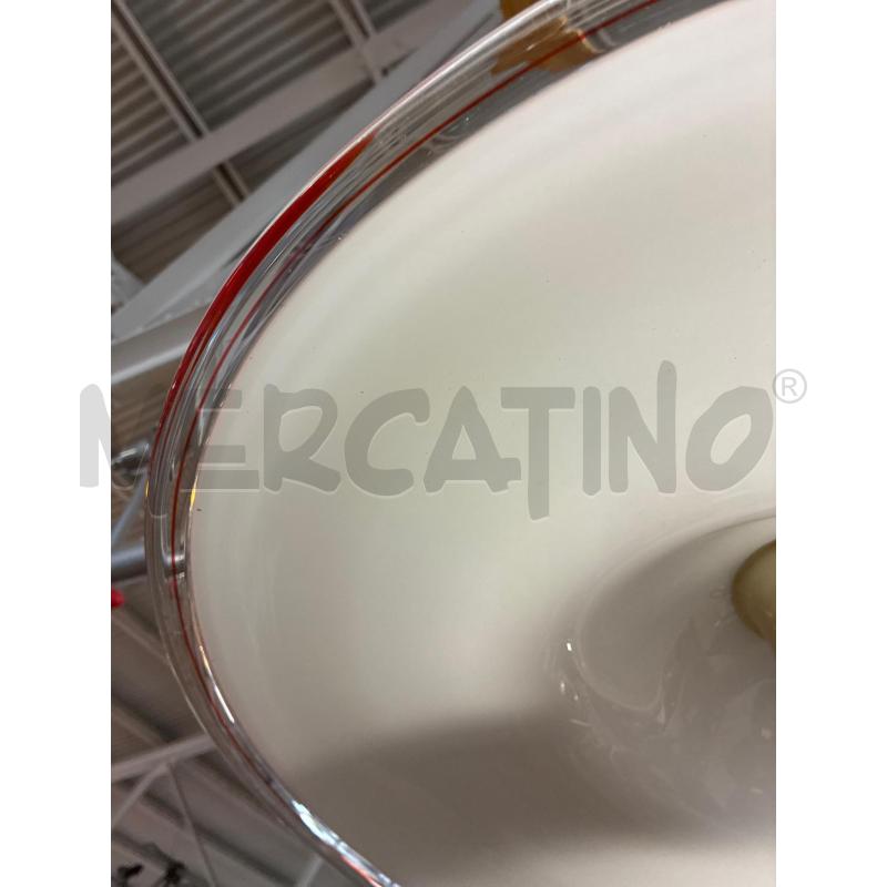 LAMPADARIO VETRO MURANESE GRANDE TONDO BIANCO BORDO ROSSO | Mercatino dell'Usato Teramo 2