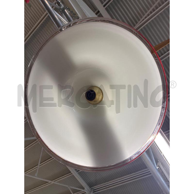 LAMPADARIO VETRO MURANESE GRANDE TONDO BIANCO BORDO ROSSO | Mercatino dell'Usato Teramo 3