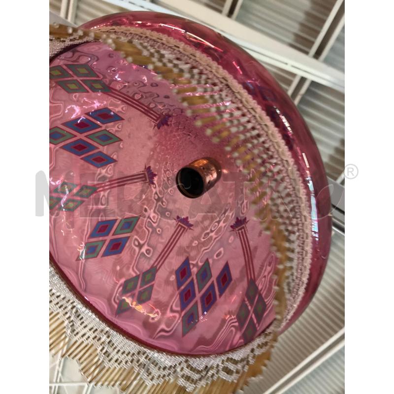 LAMPADARIO VETRO TONDO ROSA CON PENDENTI | Mercatino dell'Usato Teramo 3