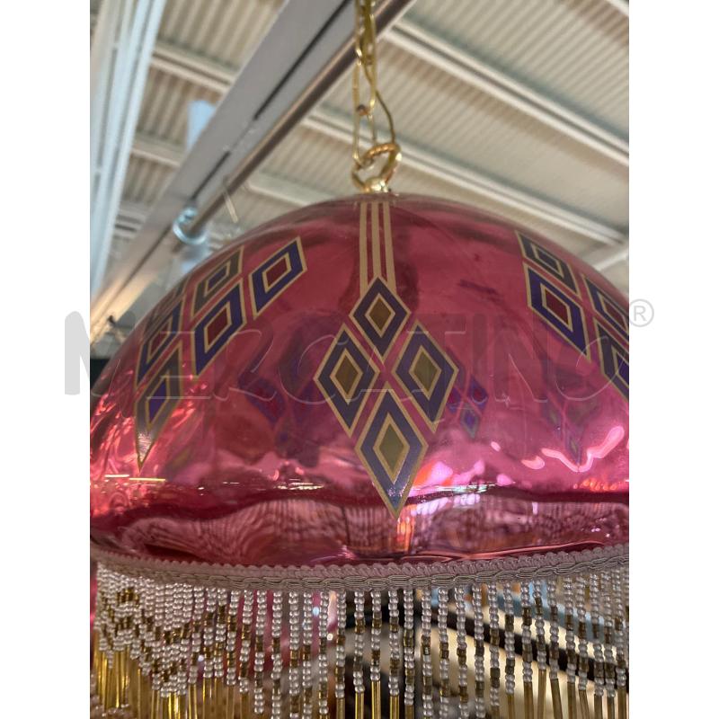 LAMPADARIO VETRO TONDO ROSA CON PENDENTI | Mercatino dell'Usato Teramo 5