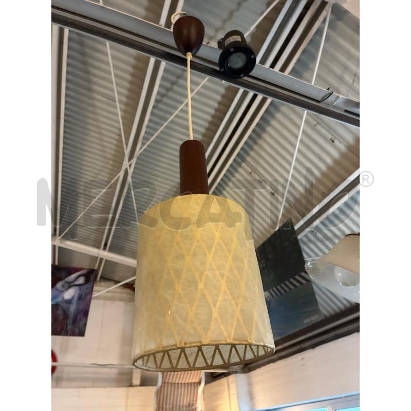 LAMPADARIO VIMINI LEGNO PELLE BIGE 1 LUCE | Mercatino dell'Usato Teramo 1