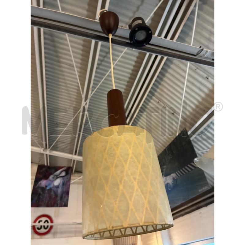 LAMPADARIO VIMINI LEGNO PELLE BIGE 1 LUCE | Mercatino dell'Usato Teramo 4