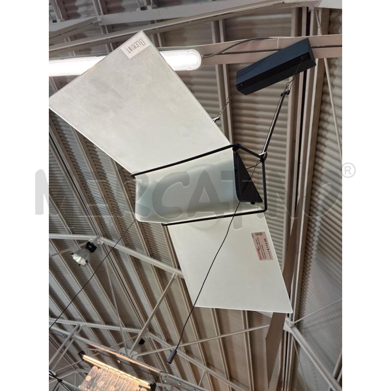 LAMPADA A SOSPENSIONE DESIGN VINTAGE ANNI 80 - LAMI PROGETTI - METALLO NERA E VELA VETRTO - DIMMERAB | Mercatino dell'Usato Teramo 2