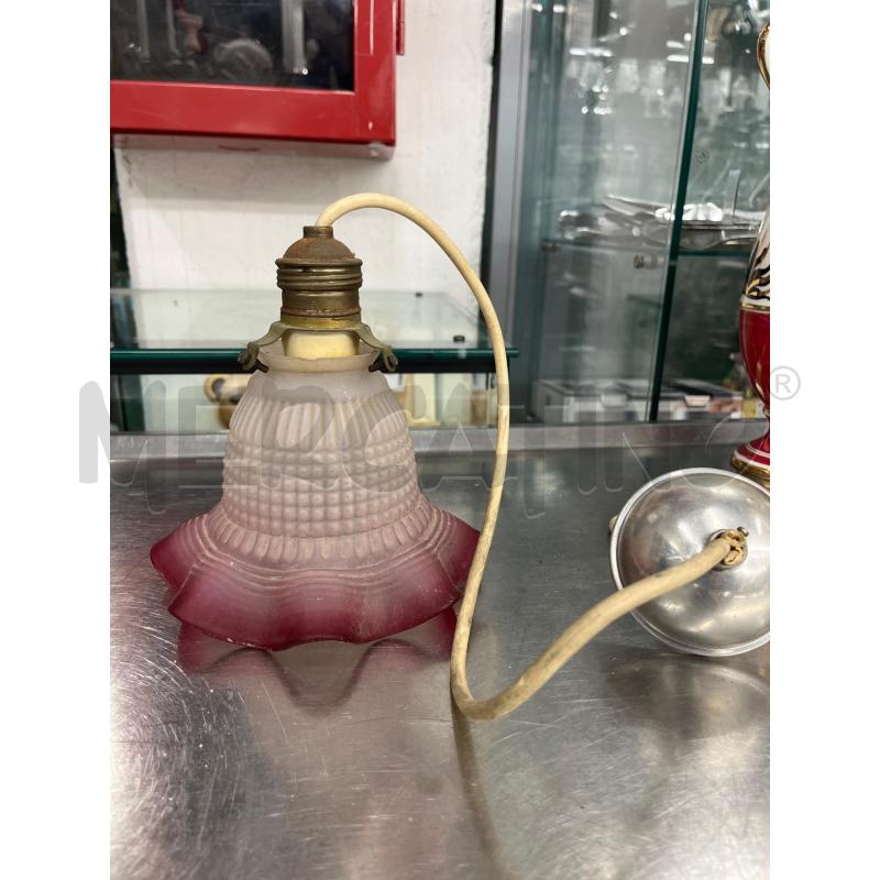 LAMPADA CERAMICA BASE DIPINTA CAPPELLO CRISTALLO MOLATO TONI ARANCIO | Mercatino dell'Usato Teramo 1
