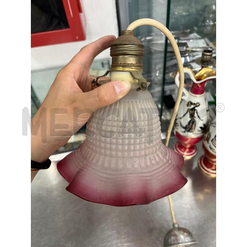 LAMPADA CERAMICA BASE DIPINTA CAPPELLO CRISTALLO MOLATO TONI ARANCIO | Mercatino dell'Usato Teramo 2