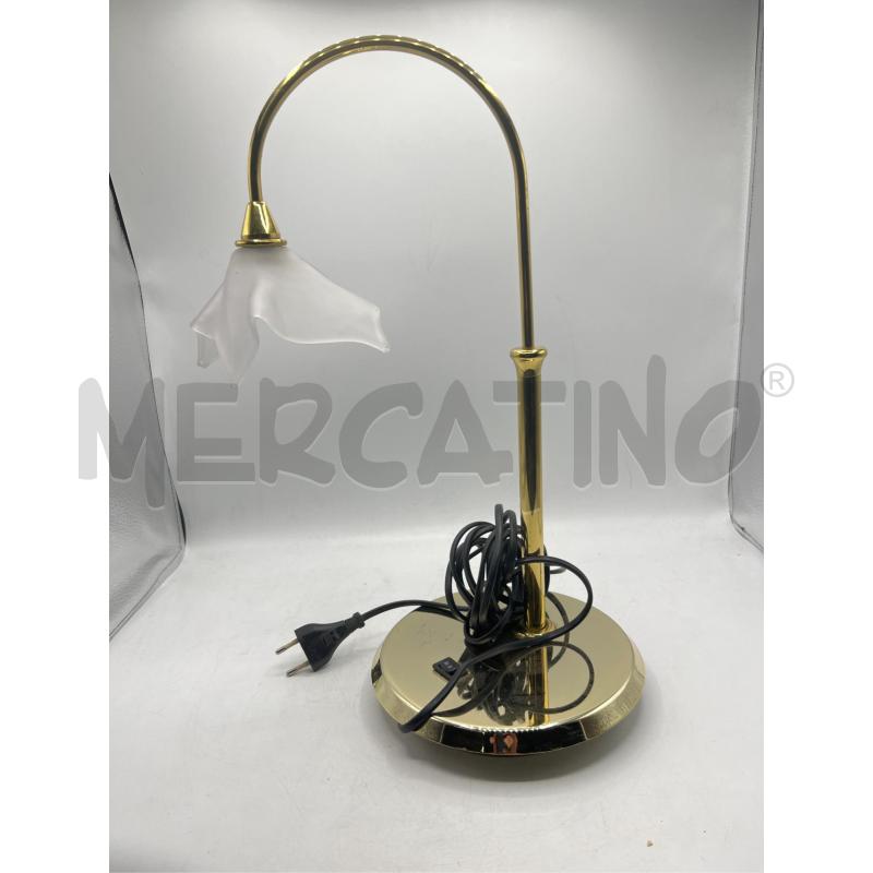 LAMPADA DA TAVOLO ARCO OTTONE DORATO CAPPELLO VETRO FAZZOLETTO . VITNAGE | Mercatino dell'Usato Teramo 1