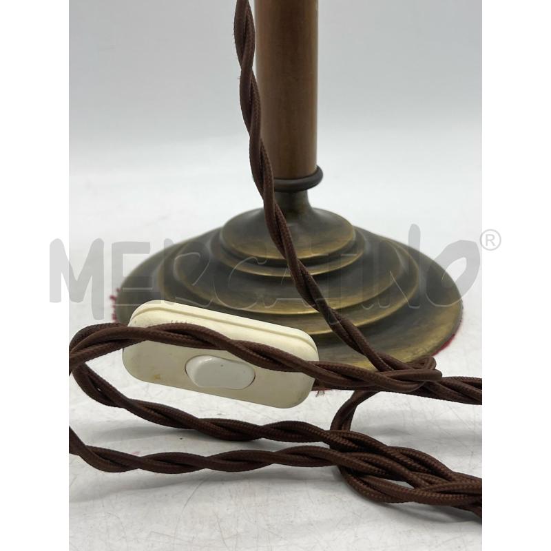 LAMPADA DA TAVOLO EPOCA IN OTTONE COPPA VETRO ROSA CALLA | Mercatino dell'Usato Teramo 3