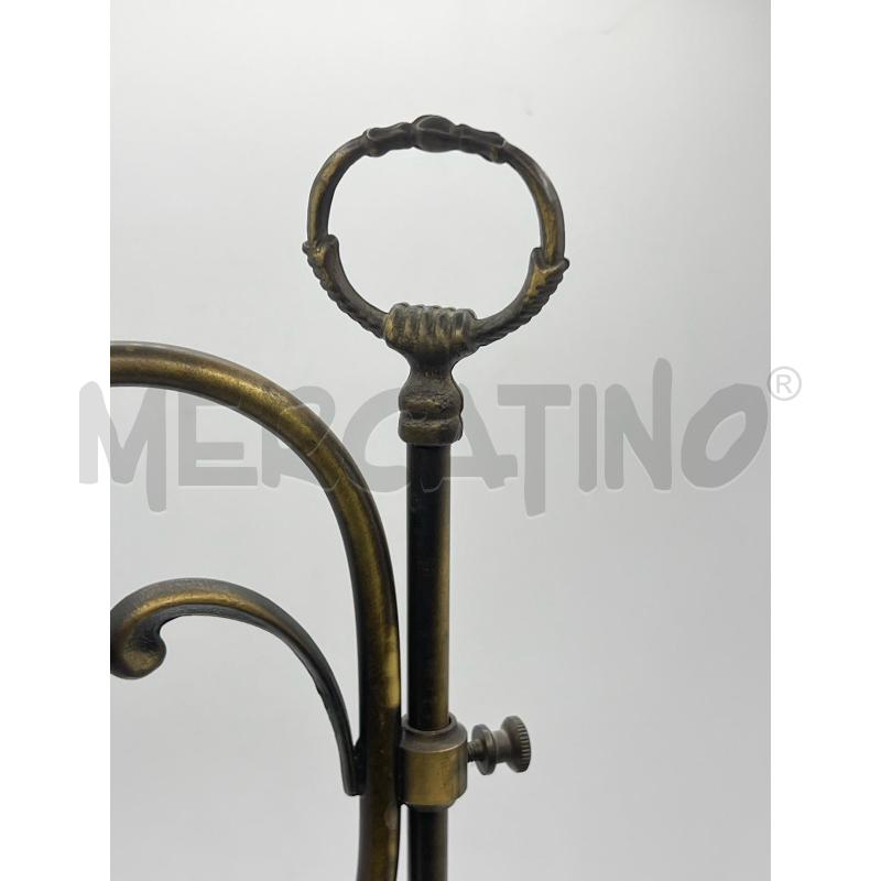 LAMPADA DA TAVOLO EPOCA IN OTTONE COPPA VETRO ROSA CALLA | Mercatino dell'Usato Teramo 4
