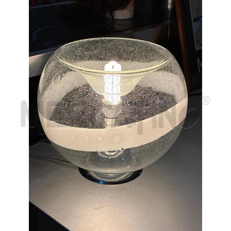 LAMPADA DA TAVOLO VINTAGE SFERA VETRO MURANESE TRASPARENTE INCLUSIONI BIANCHE | Mercatino dell'Usato Teramo 1