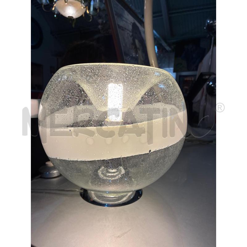 LAMPADA DA TAVOLO VINTAGE SFERA VETRO MURANESE TRASPARENTE INCLUSIONI BIANCHE | Mercatino dell'Usato Teramo 2