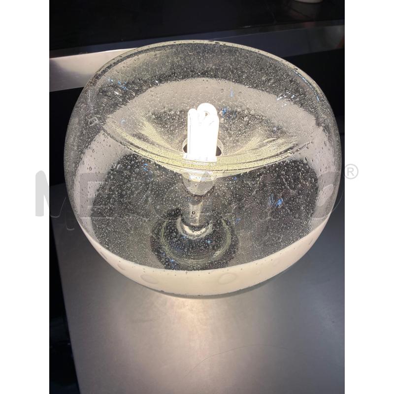 LAMPADA DA TAVOLO VINTAGE SFERA VETRO MURANESE TRASPARENTE INCLUSIONI BIANCHE | Mercatino dell'Usato Teramo 3