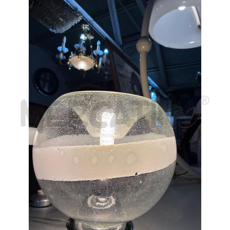 LAMPADA DA TAVOLO VINTAGE SFERA VETRO MURANESE TRASPARENTE INCLUSIONI BIANCHE | Mercatino dell'Usato Teramo 4