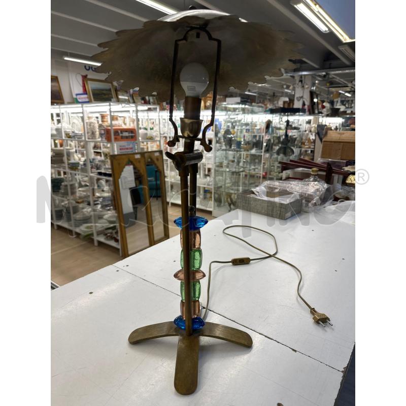 LAMPADA ETNICA BRONZO CAPPELLO REGOLABILE PIEDISTALLO VETRI MURANESI | Mercatino dell'Usato Teramo 1