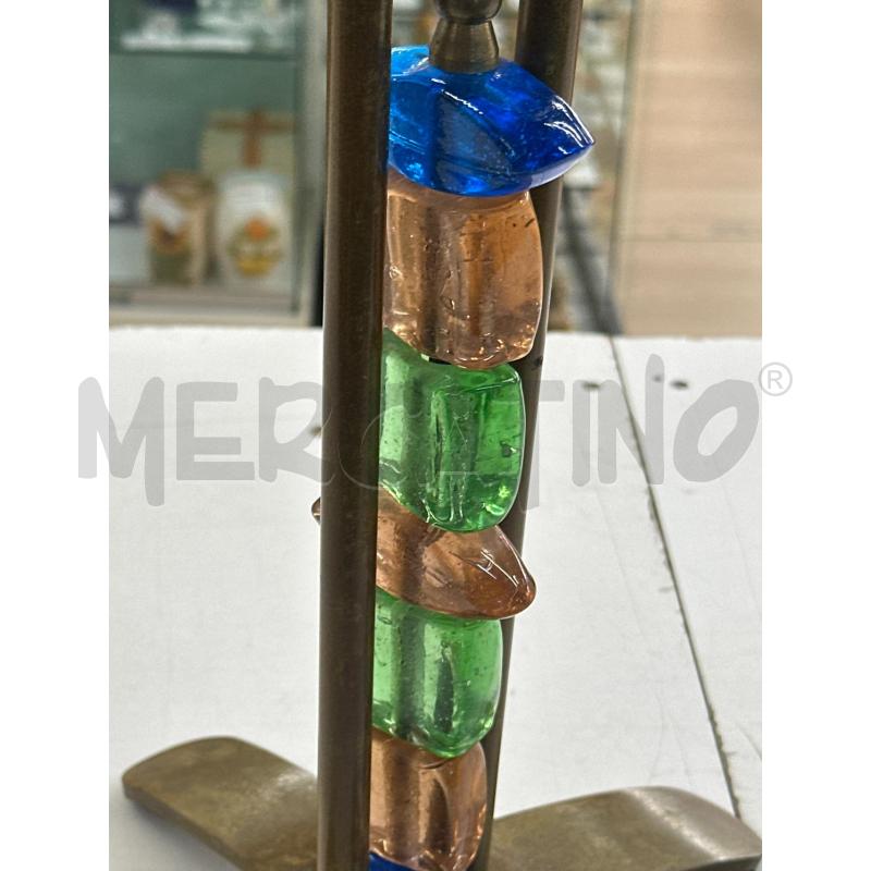 LAMPADA ETNICA BRONZO CAPPELLO REGOLABILE PIEDISTALLO VETRI MURANESI | Mercatino dell'Usato Teramo 5
