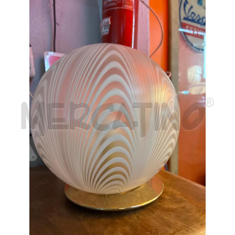 LAMPADA SFERA VETRO MURANESE BIANCA BASE IN OTTONE | Mercatino dell'Usato Teramo 3