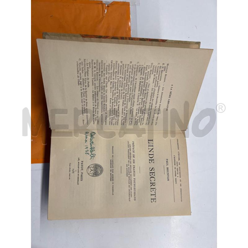 LB L'INDE SECRETE PAUL BRUNTON 1937 PARIS | Mercatino dell'Usato Teramo 2