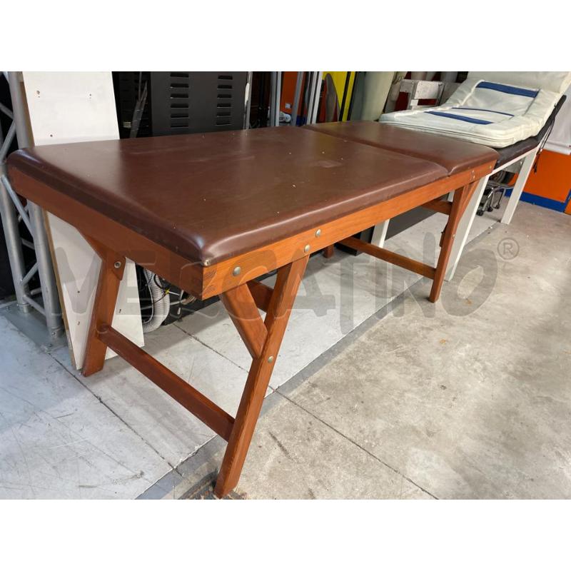 LETTINO MASSAGGI IN LEGNO MASSELLO E SIMILPELLE MARRONE SCHIENALE REGOLABILE | Mercatino dell'Usato Teramo 1