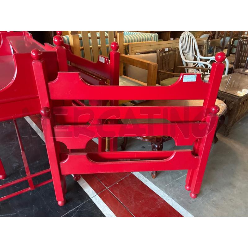 LETTO SINGOLO DESIGN CASSINA VINTAGE LEGNO ROSSO SMALTATO 80X190 | Mercatino dell'Usato Teramo 1