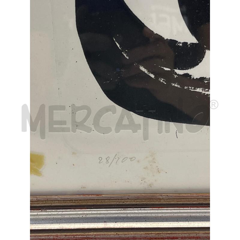 LITOGRAFIA CARLO LEVI VOLTI LUI E LEI NERI NUM 22 DI 100 + CORNCIE LEGNO ARGENTATA 76X58 | Mercatino dell'Usato Teramo 3