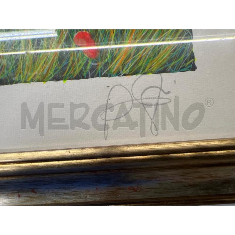 LITOGRAFIA FRANCO AZZINARI CAMPO PAPAVERI + CORNICE | Mercatino dell'Usato Teramo 2