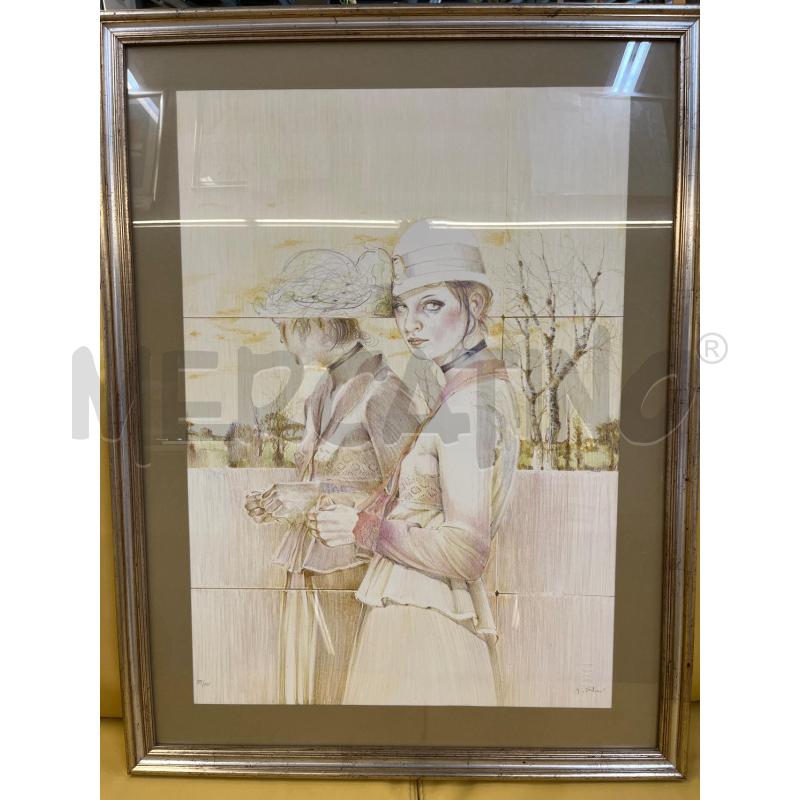 LITOGRAFIA GINO FALCONI SU CARTA RAFFIGURANTE SOGGETTO FEMMINILE 70X50  | Mercatino dell'Usato Teramo 1