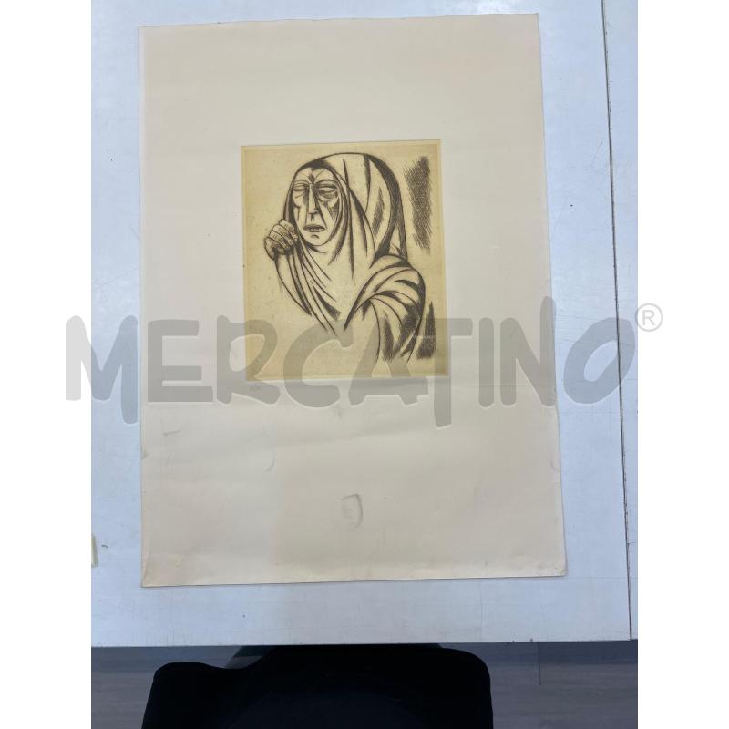 LITOGRAFIA GIUSEPPE MIGNECO ANNI 60 VOLTO FEMMINILE 85 DI 99 | Mercatino dell'Usato Teramo 1