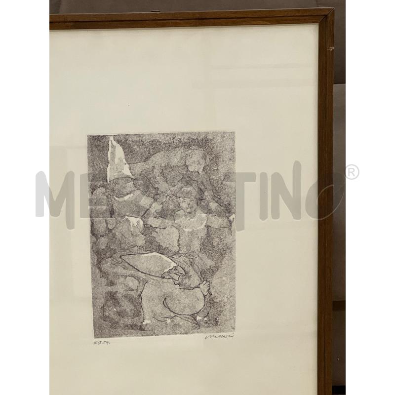 LITOGRAFIA MACCARI BIANCO E NERA PERSONAGGI + CORNICE LEGNO | Mercatino dell'Usato Teramo 5