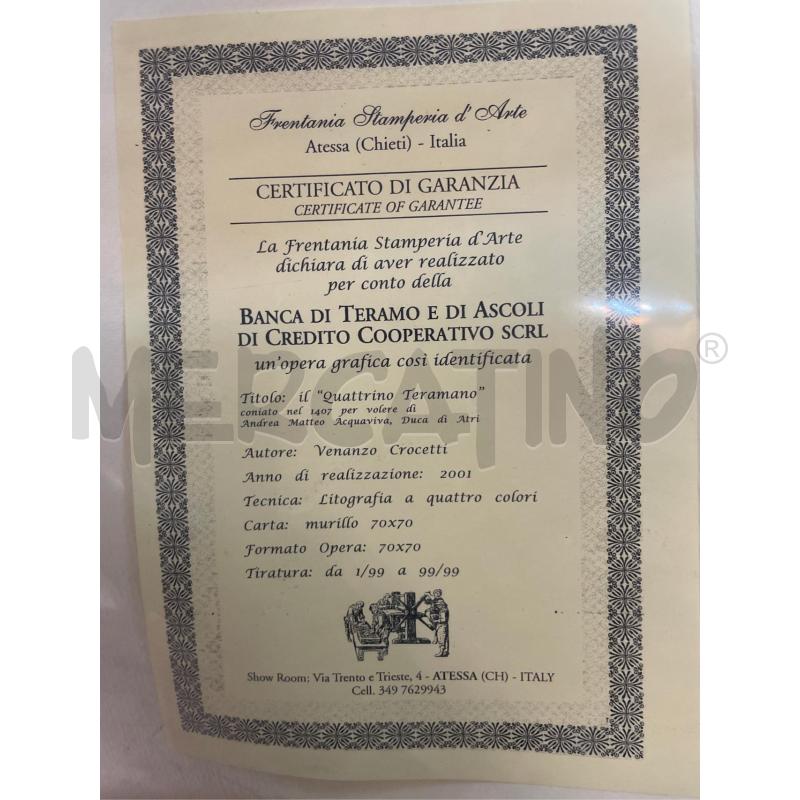 LITOGRAFIA QUATTRINO TERAMANO VENANZO CROCETTI CARTA MURILLO 70X70 | Mercatino dell'Usato Teramo 3