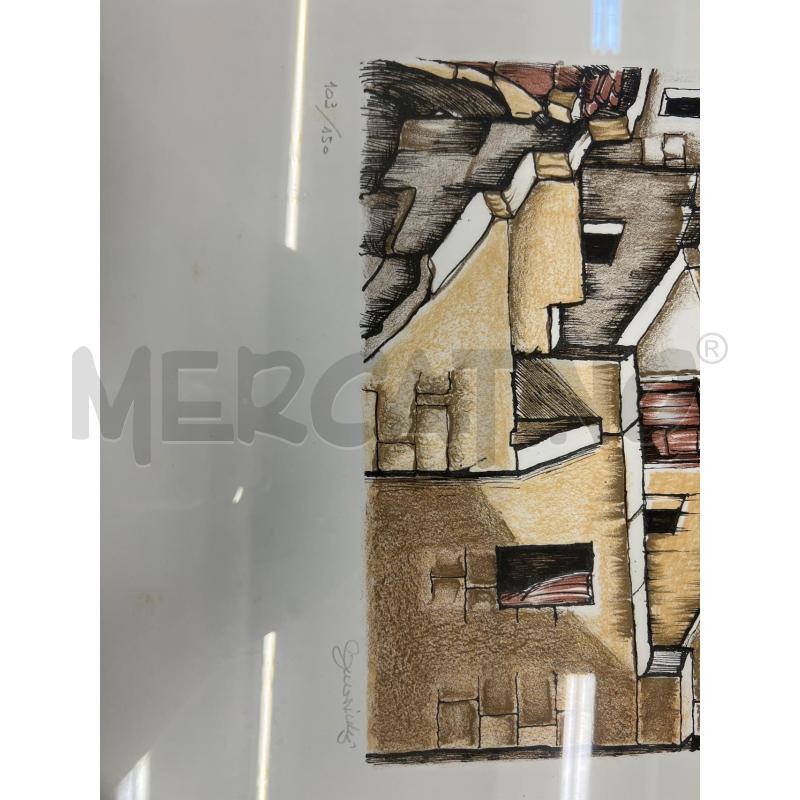 LITOGRAFIA TETTI CASE + CORNCIE LEGNO ROSSA | Mercatino dell'Usato Teramo 2
